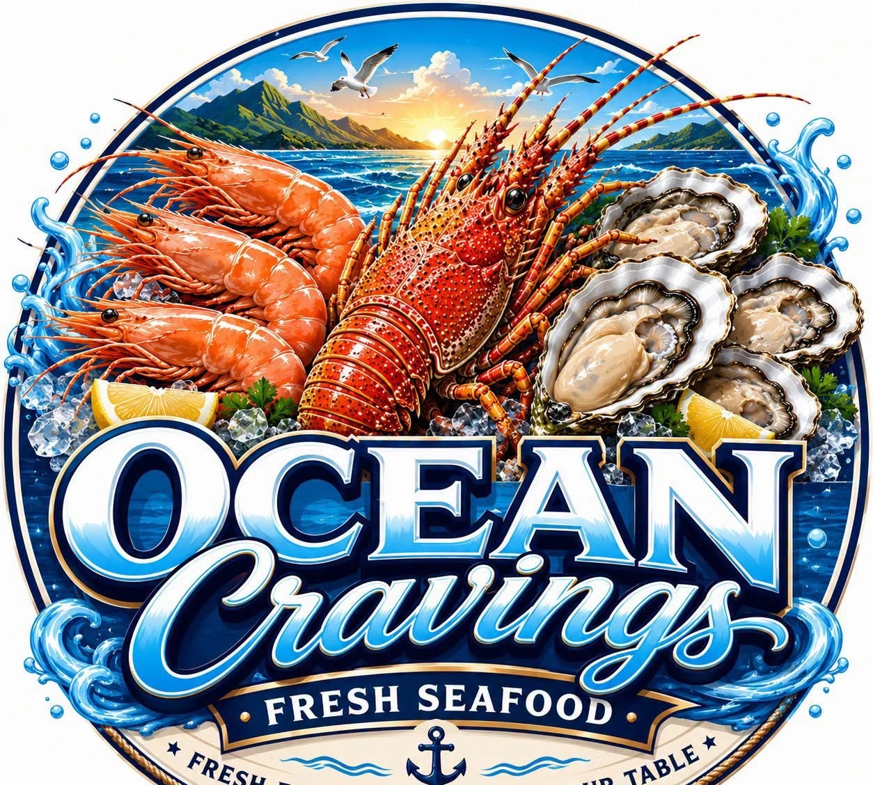 Ocean Cravings Fresh Seafood Christmas logo